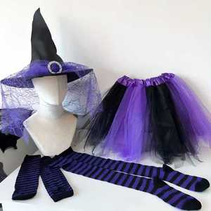 Nouvel ensemble de costume de <span class=keywords><strong>sorcière</strong></span> pour <span class=keywords><strong>femme</strong></span> adulte pour fête d'<span class=keywords><strong>Halloween</strong></span>, avec chapeau, bas rayés et jupe moelleuse - Product Image 6
