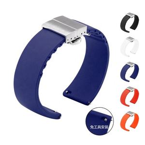 Bracelet de montre sport en silicone à double boucle à pression, libération rapide, 14mm 16mm 18mm 20mm 22mm, universel avec barre à ressort - Product Image 2