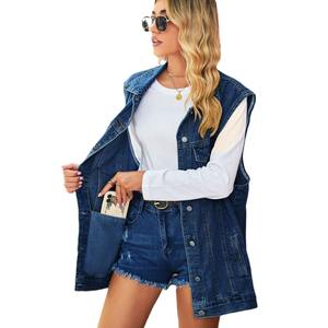 Gilet en jean authentique vintage pour femme, respirant, 100 % coton, nouveau look tendance, coupe ample décontractée - Product Image 5