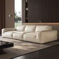 Ensemble de canapé en cuir crème de Style italien moderne Simple grand petit espace rangée droite lumière luxe maison salon chat éponge