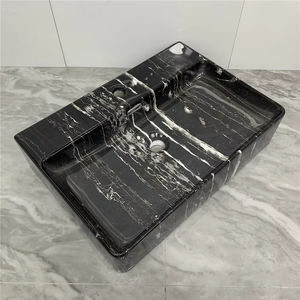 Wastafel Keramik Marmer Premium Bentuk Persegi Panjang - Wastafel Meja dengan Desain Urat Batu (Tersedia untuk Pemesanan Grosir) - Product Image 3