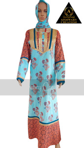 Modern Designed Women's Abaya <b>Kaftan</b> Fancy Gown Breathable Pure Silk Cotton Printed Seamless for Various Uses Traditional Muslim - Product Image 2