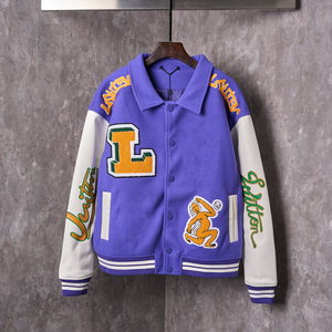 Chaqueta Varsity Vuitton Morada con Bordado de Grafiti Louis L V para Hombre, Chaqueta Bomber - Product Image 1