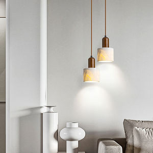 Подвесная лампа из алебастра, Современная Подвесная лампа, светодиодная в нордическом стиле, из массива дерева - Product Image 3