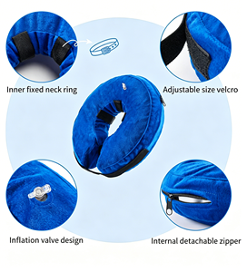 Collier de récupération gonflable pour chien, collier éлизаветинский réglable pour chiens et chats, collier pour animaux de compagnie pour la récupération après une chirurgie ou des blessures - Product Image 2