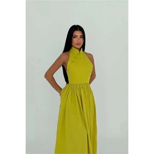 Vestido Largo de Noche Tejido a Crochet Color Verde Oliva, Estilo Elegante para Fiestas, Cintura Imperio, para Ocasiones Formales, Bodas, Fiestas Nocturnas, Talla XL - Product Image 2