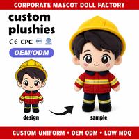 Peluche personnalisée Pompier Garçon, Figurine en Peluche, Mascotte Douce, Jouet OEM ODM, Créez Votre Design