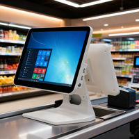Ordinateur de point de vente tout-en-un à double écran de 15,6 pouces, écran tactile capacitif, caisse enregistreuse avec imprimante et lecteur de code QR