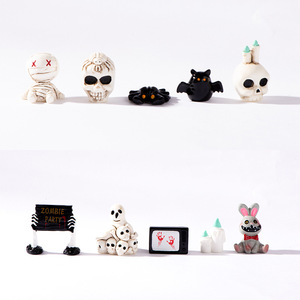 Figuras de Resina de Halloween, Momia, Calavera, Fantasma, Conejo, Murciélago, Vela, Decoración en Miniatura para Interiores, Set D1573 - Product Image 1