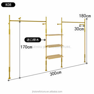 Gli scaffali dorati della <span class=keywords><strong>parete</strong></span> dell'esposizione dello scaffale di esposizione dei vestiti fissato al muro della Boutique appendono l'acciaio inossidabile per il negozio di abbigliamento - Product Image 6