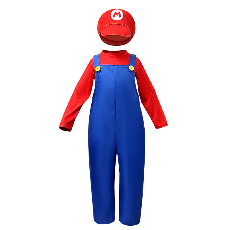 Children's red [hat+beard+top+overalls+gloves]
