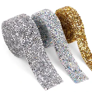Hot Selling Sewing Trim Crystal Motif Strass Hot Fix Crystal Rhinestone Tape Applicator Ribbon On Appliques For Dresses