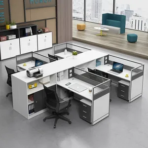 Modularer Büro tisch mit Trennwand, Büro möbel für 6 Personen, Büro tisch, Trenntisch, Arbeits station