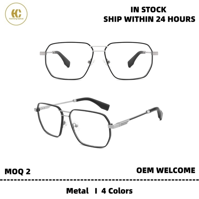 Ready to Ship High-end Pilot Style Metal Glasses Double Bridge Optical Frame Hand-made Durable Eyeglasses for Daily Wear