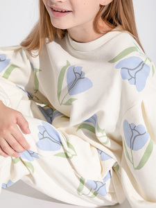 Tùy Chỉnh Allover In Terry Áo Hai Mảnh Trẻ Em Jogger Đặt Vòng Cổ Quá Khổ Tulip In Trẻ Em Chạy Bộ Đặt Cô Gái - Product Image 6