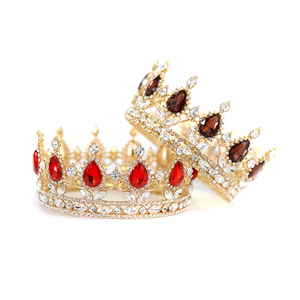 Tiara de diamantes de imitación grande redonda de estilo <span class=keywords><strong>baroco</strong></span>, accesorios para pastel, corona de diamantes de imitación para Navidad para decoración de flores o cabello - Product Image 1