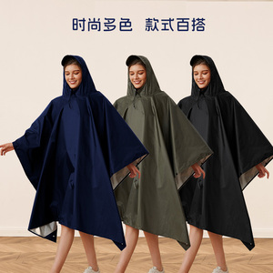 Poncho de lluvia impermeable Unisex ligero capa plateada conveniente impermeable con capucha para una sola persona para adultos para excursiones de campamento - Product Image 2