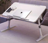 Table de lit portable pliable pour ordinateur portable, réglable en hauteur manuellement, surface en MDF et PU, multifonctionnelle, gain de place, bureau pour ordinateur portable