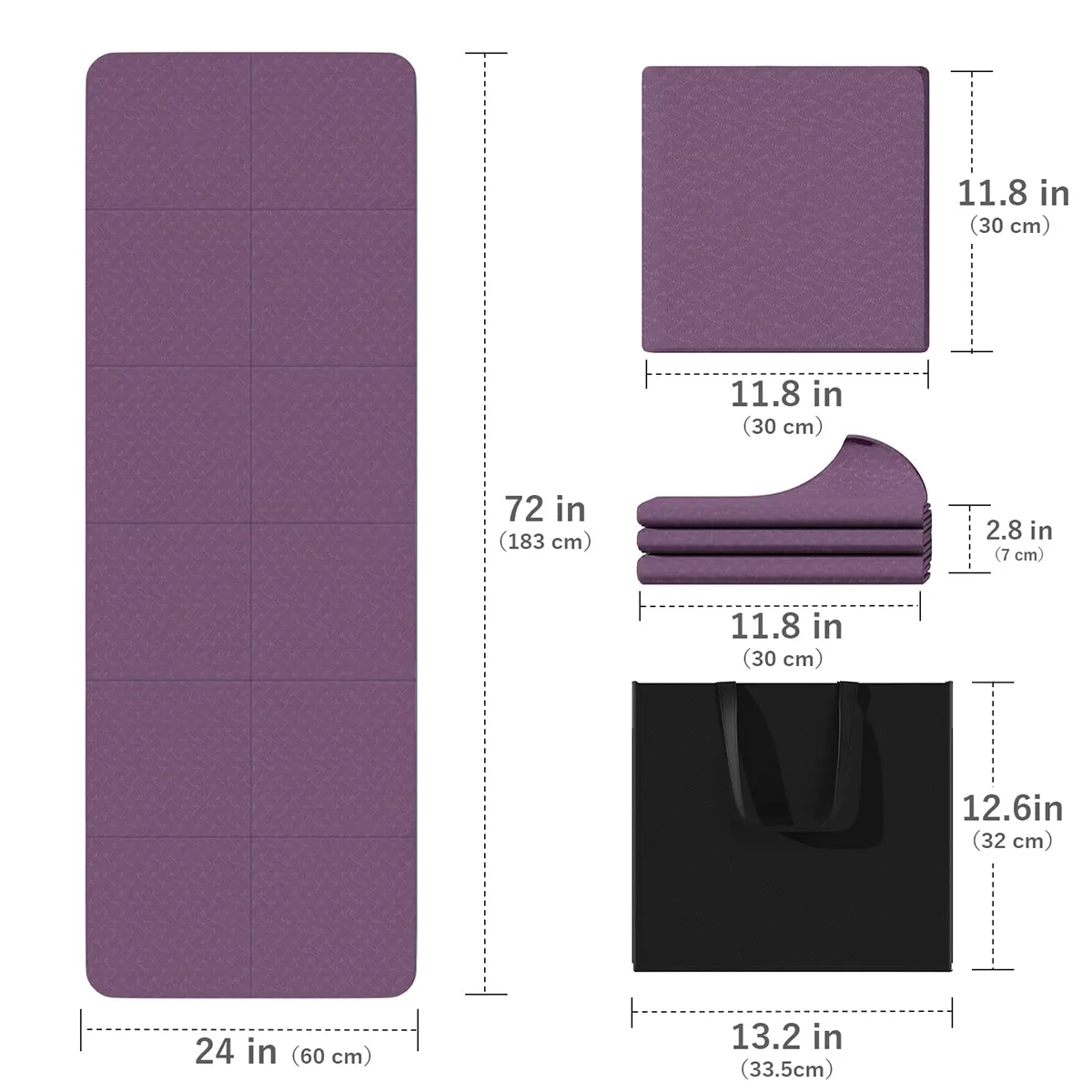 HuaYi Folding TPE Yoga Mat Fábrica Personalização Cor E Logotipo Alta resistência e durabilidade antiderrapante à prova de água