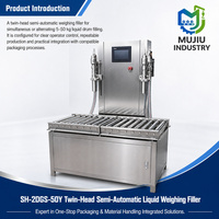 Machine de remplissage semi-automatique à double tête haute précision SH-2DGS-50Y pour liquides, destinée aux seaux et fûts en plastique de 5 à 50 kg pour l'alimentation