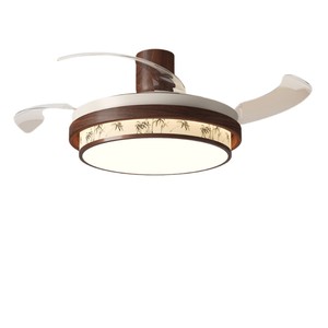 Ventilateur de plafond de style chinois avec éclairage LED encastré, pour chambre à coucher, salon, éclairage moderne esthétique zen - Product Image 5