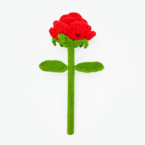 Ramo de simulación de flores de hilo tejido a mano, terminado y hecho a mano, regalo para el Día del Maestro y el Día de la Madre, con girasol, rosa y claveles de efecto hielo, envío rápido - Product Image 5