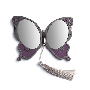 Butterfly Women Beauty Soft Enamel Creative Decorative Hand Held Mirror With Tassel - Product Image 4