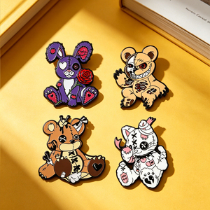 Lot de broches métalliques en émail, style gothique, poupée Vaudou, lapin Teddy effrayant, chat, ensemble de broches métalliques, badges de revers d'horreur macabres - Product Image 1