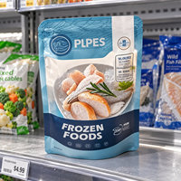 Sachet Doypack Personnalisé Imprimé avec Fenêtre Transparente, Emballage Alimentaire en Plastique de Qualité Alimentaire pour Fruits de Mer Surgelés et Viandes Surgelées