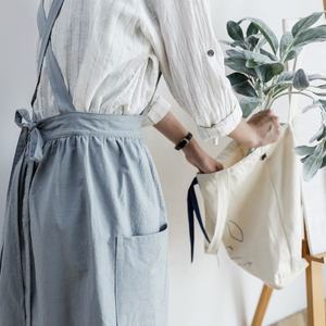 ชุดเดรสผ้าฝ้ายสำหรับผู้หญิงผ้ากันเปื้อนสำหรับอบในร้านกาแฟงานบ้านดอกไม้ - Product Image 3