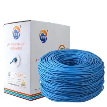 Kunlian Factory Indoor 305m Roll 24awg Network cat 6 CCA UTP Ethernet Lan Cat6 Cable With Shield