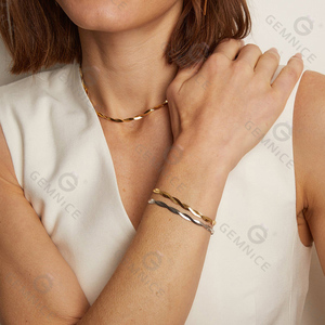 Gemnel Custom Trendy buon prezzo di alta qualità personalizzato alla rinfusa 925 argento Twist bracciale a spina di pesce - Product Image 3