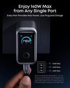อะแดปเตอร์ชาร์จ Anker Prime 160W GaN ชาร์จเร็ว 3 พอร์ต พร้อมหน้าจอแสดงผลอัจฉริยะ ควบคุมด้วยระบบสัมผัส ช่องเสียบ USB-C  กำลังไฟสูงสุด 140W ต่อพอร์ตเดียว - Product Image 4