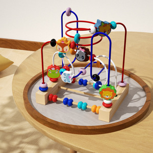 Laberinto de cuentas de madera con tres pistas de animales para bebés y niños pequeños, juguete educativo temprano para entrenar la coordinación mano-ojo - Product Image 2