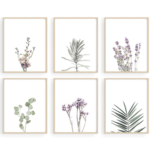 Planta botánica <span class=keywords><strong>verde</strong></span> arte de la pared pintura minimalista juego de 4/6 planta madera decoración de la pared imágenes 8 "x 10" - Product Image 5