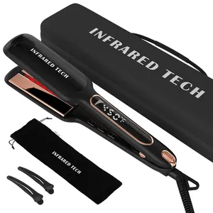 Plancha de Pelo Profesional de Titanio de Alta Calidad, Infrarroja, 2 en 1, para Alisar y Rizar, con Logotipo Personalizado - Product Image 1