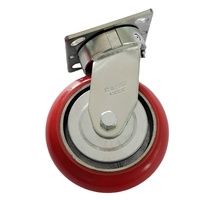 Roulettes industrielles robustes de 6 pouces, roues en polyuréthane avec noyau en fonte, roulettes pivotantes en acier avec plaque de recouvrement en fer rouge, OEM, garantie 1 an, 6 mm