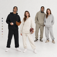 Ensemble de survêtement unisexe en molleton épais 345 GSM pour couple, comprenant un sweat à capuche et un pantalon de jogging, style streetwear, pour l'hiver, fournisseur en gros