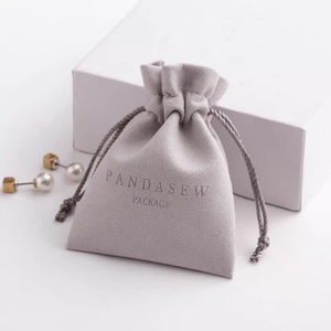 Ultra-fine Double-Sided Recyclable Velvet Jewelry Bags Pouches Cotton <b>Drawstring</b> Closure Custom Logo Packaging for Rings - Product Image 6