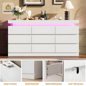 <span class=keywords><strong>Commode</strong></span> HarmTai avec station de charge intégrée, ports USB, lumière LED RGB, 9 tiroirs, armoire de rangement - Product Image 4
