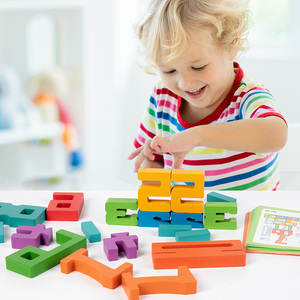 Bloques de apilamiento digitales educativos de madera para niños, caja de juguetes de entrenamiento de pensamiento, embalaje para educación temprana - Product Image 3