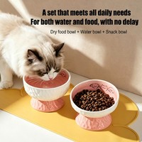 Bols surélevés en céramique pour chats, protection du cou, anti-déversement, bol pour nourriture et eau pour animaux de compagnie, assiette pour collations pour chiens et chats