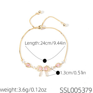 Fanhua Marken-Schmuck Modisches Edelstahl Wasserdichtes Nicht Anlaufendes 18K Vergoldetes Rosa Schleifenarmband - Product Image 4