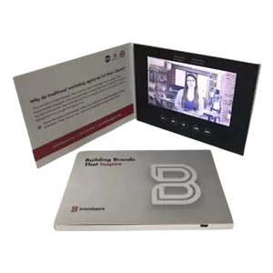 Custom Promotional Brochure Digital Lcd Video Book Business Event Invitation Card Digital 7 Inch A5 Brochure Video For Marketing