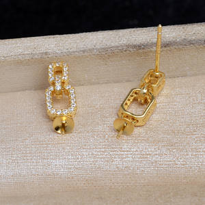 Accessoires DIY en argent S925 avec zircon, boucles d'oreilles en argent de 10-12 mm avec boucle d'oreille creuse pour la fabrication de bijoux en perles - JG5982 - Product Image 4