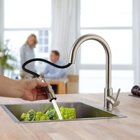 Robinet de cuisine multifonctionnel extractible Yashite |   Mitigeur d'eau chaude et froide en acier inoxydable 304 |   360 °   Pulvérisateur télescopique rotatif