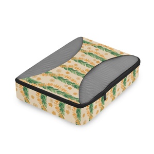 Lot de 4 sacs de rangement pliables en tissu motif Maile hawaïen, organisateurs de bagages personnalisables avec logo, cubes de compression pour voyage - Product Image 3