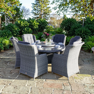 Moderno Set da pranzo in Rattan a 6 posti con tavolo e sedia da esterno pigro impermeabile per alberghi parchi case coloniche ville - Product Image 5