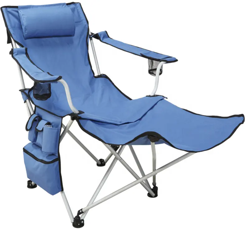 Outdoor tragbare große Camping Relax Stuhl Kühler Luxus Sessel klappbaren faltbaren Stoff Camping Stuhl mit Fuß stütze Beins tütze