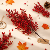 Branchelettes artificielles de baies rouges de houx pour la production florale DIY, accessoire de couronne fait main, pièces de décoration artisanale pour festivals